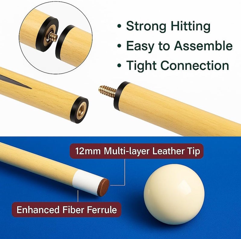 HEYBALL Billiards Accessory Kit – Pool Cue Sticks, Balls, Triangle Rack, Chalk, Brushes, Gloves & Manual Scoreboard – All-in-One Kit for Home Game Room - Image 3